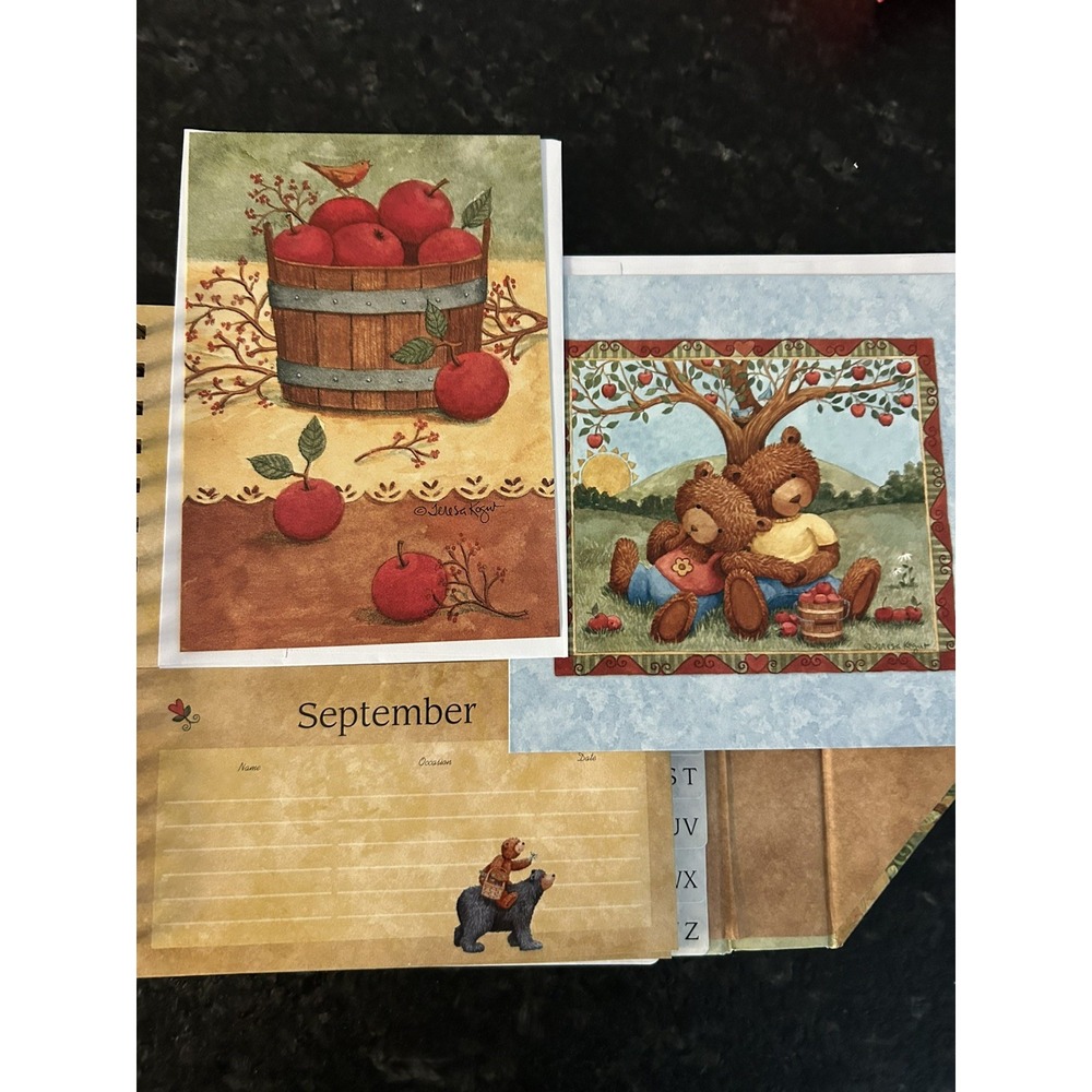 TERESA KOGUT Michigan folkart Greeting Card Organizer w/ 19 cards 2005 Rare Find